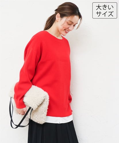 OLFLD01054 eur3 【大きいサイズ】ドロップショルダーニット