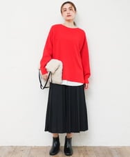 OLFLD01054 eur3(エウルキューブ) 【大きいサイズ】ドロップショルダーニット レッド