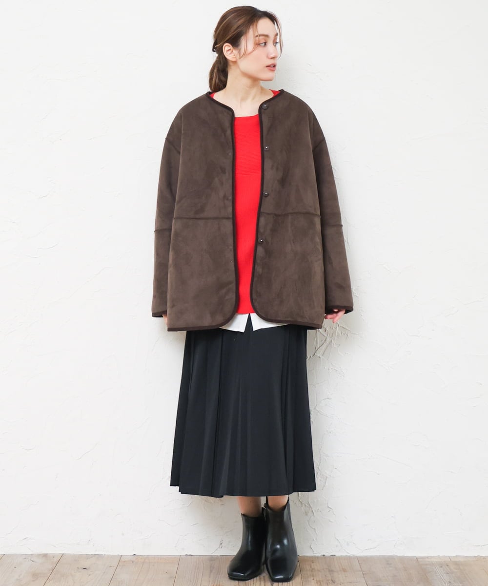 OLFLD01054 eur3(エウルキューブ) 【大きいサイズ】ドロップショルダーニット レッド