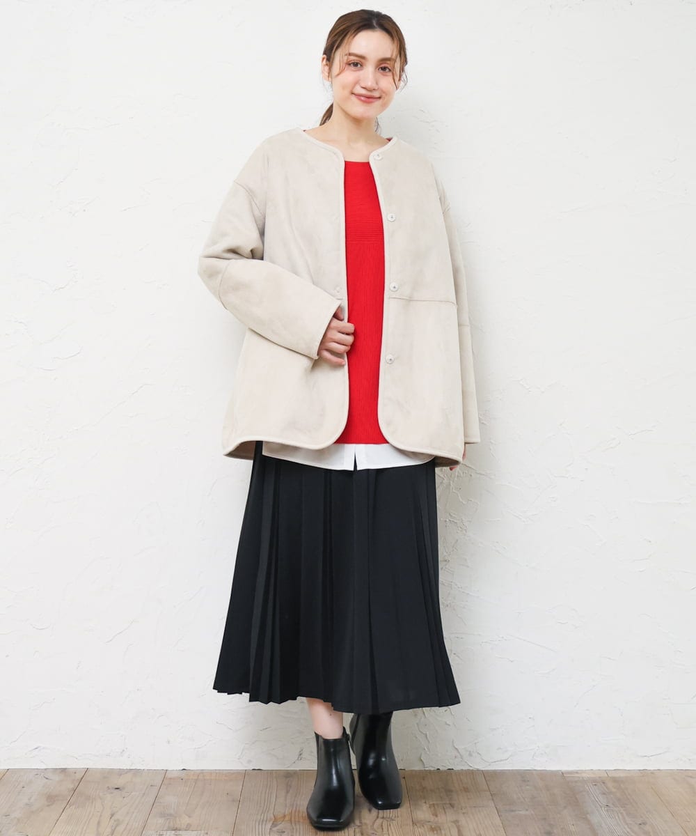 OLFLD01054 eur3(エウルキューブ) 【大きいサイズ】ドロップショルダーニット レッド
