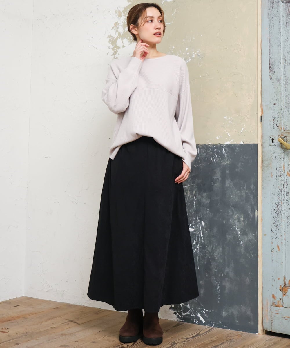 OLFLD01054 eur3(エウルキューブ) 【大きいサイズ】ドロップショルダーニット グレージュ