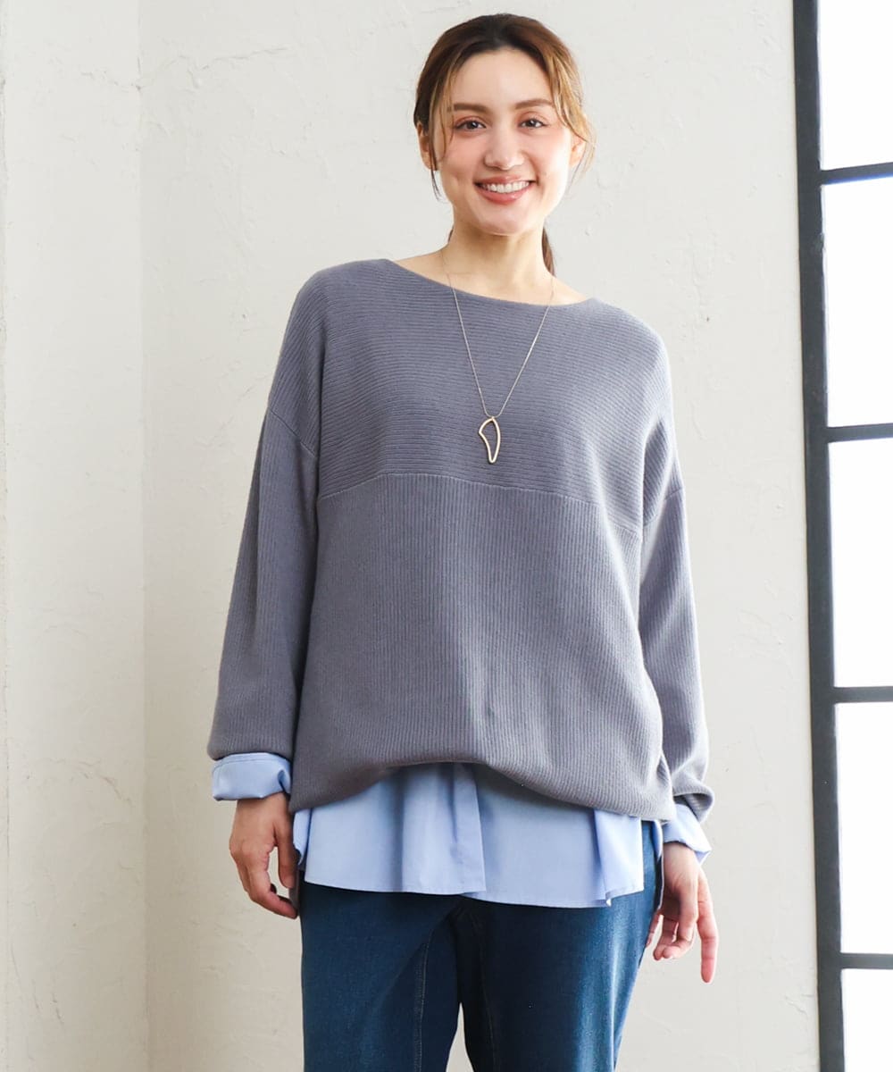 OLFLD01054 eur3(エウルキューブ) 【大きいサイズ】ドロップショルダーニット ダークグレー