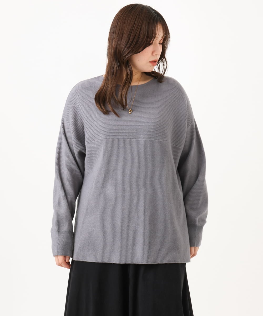 OLFLD01054 eur3(エウルキューブ) 【大きいサイズ】ドロップショルダーニット ダークグレー