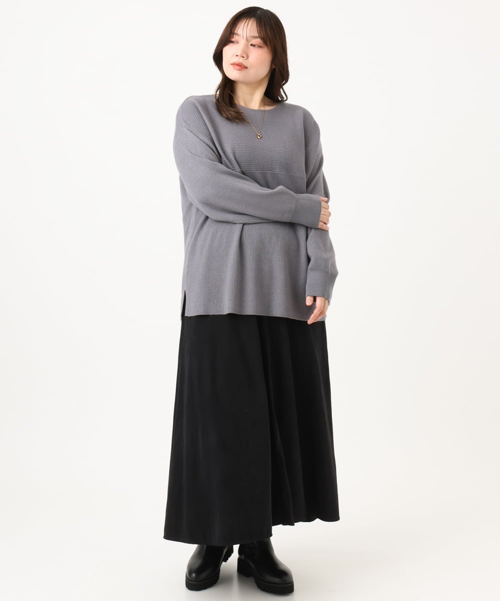 OLFLD01054 eur3(エウルキューブ) 【大きいサイズ】ドロップショルダーニット ダークグレー