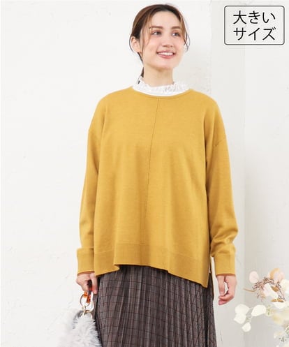 OLFLD07079 eur3 【WEB先行販売】【野呂佳代さん着用/大きいサイズ】バイカラーレイヤード風ニット