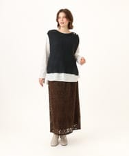 OLFLD08089 eur3(エウルキューブ) 【WEB先行販売】【大きいサイズ】リブニットベスト ネイビー