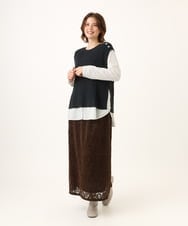 OLFLD08089 eur3(エウルキューブ) 【WEB先行販売】【大きいサイズ】リブニットベスト ネイビー