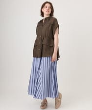 OLHHD08119 eur3(エウルキューブ) 【大きいサイズ】ドビーストライプフレアスカート ラベンダー