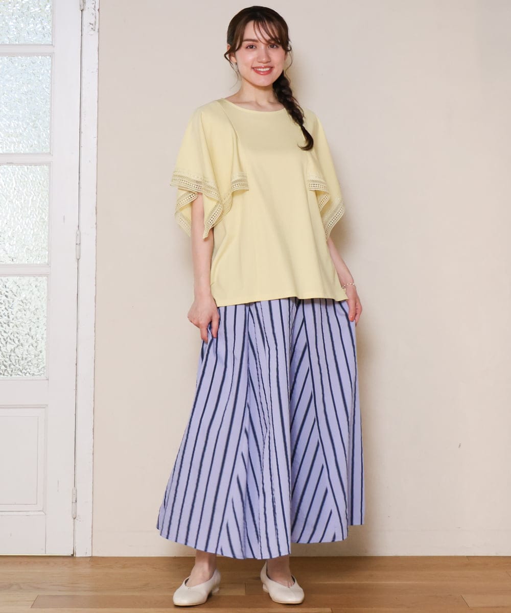 OLHHD08119 eur3(エウルキューブ) 【大きいサイズ】ドビーストライプフレアスカート ラベンダー