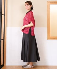 OLHHD08119 eur3(エウルキューブ) 【大きいサイズ】ドビーストライプフレアスカート ダークグレー