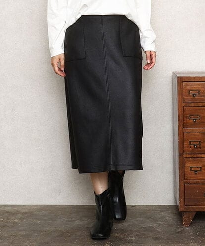 OLHJA01119 eur3 【大きいサイズ】フェイクレザータイトスカート