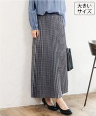 OLHLD08129 eur3(エウルキューブ) 【大きいサイズ】チェックプリーツスカート グレー