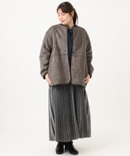 OLHLD08129 eur3(エウルキューブ) 【大きいサイズ】チェックプリーツスカート グレー