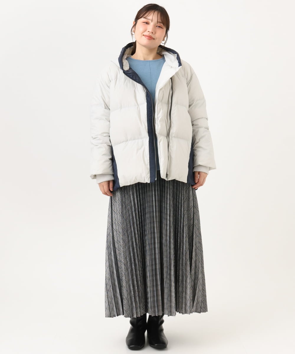 OLHLD08129 eur3(エウルキューブ) 【大きいサイズ】チェックプリーツスカート グレー