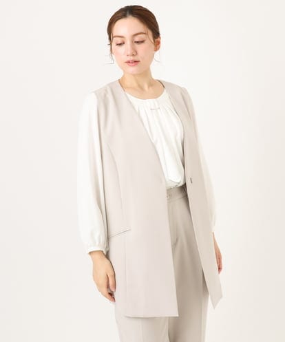 OLJDD02159 eur3 【大きいサイズ/11号サイズあり/洗える/セットアップ対応】WクロスVネックジレ