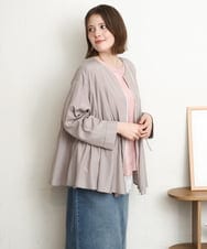 OLJDD06179 eur3(エウルキューブ) 【大きいサイズ】シア―ギャザーブルゾン グレージュ(89)