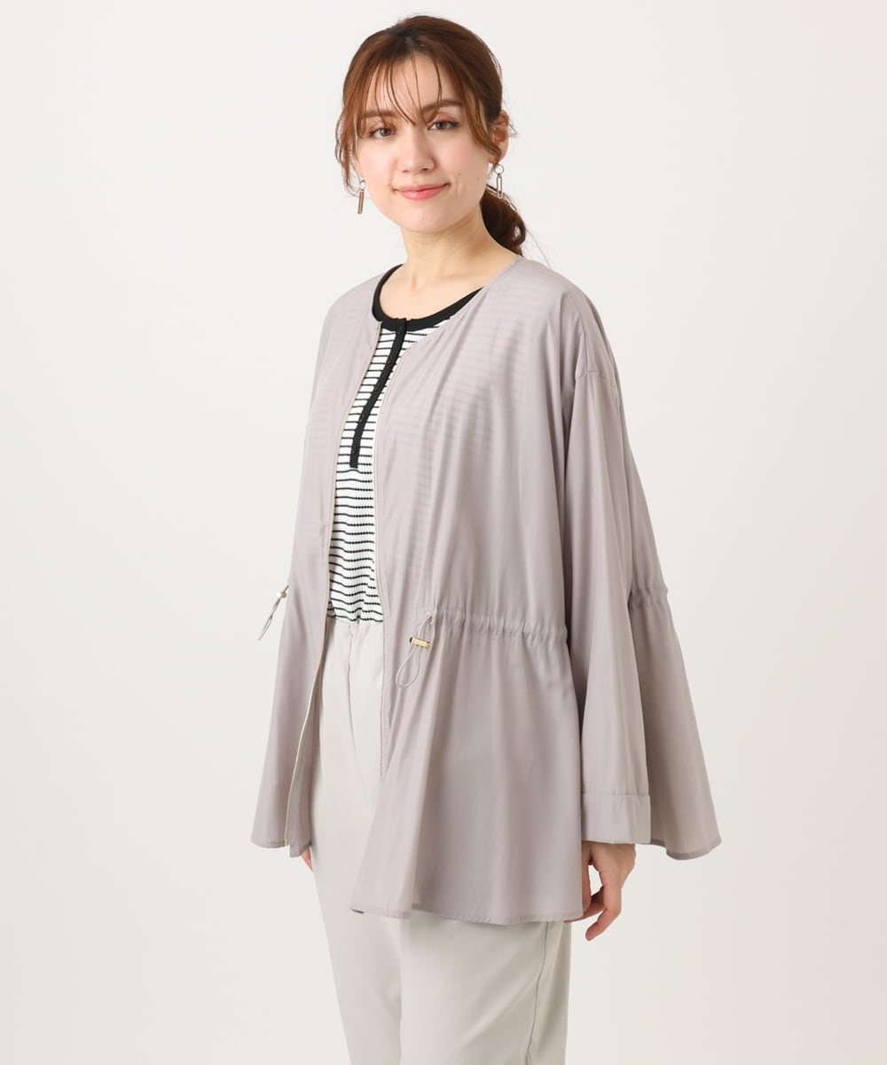 OLJDD06179 eur3(エウルキューブ) 【大きいサイズ】シア―ギャザーブルゾン グレージュ(89)
