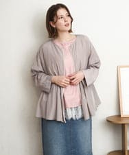 OLJDD06179 eur3(エウルキューブ) 【大きいサイズ】シア―ギャザーブルゾン グレージュ(89)