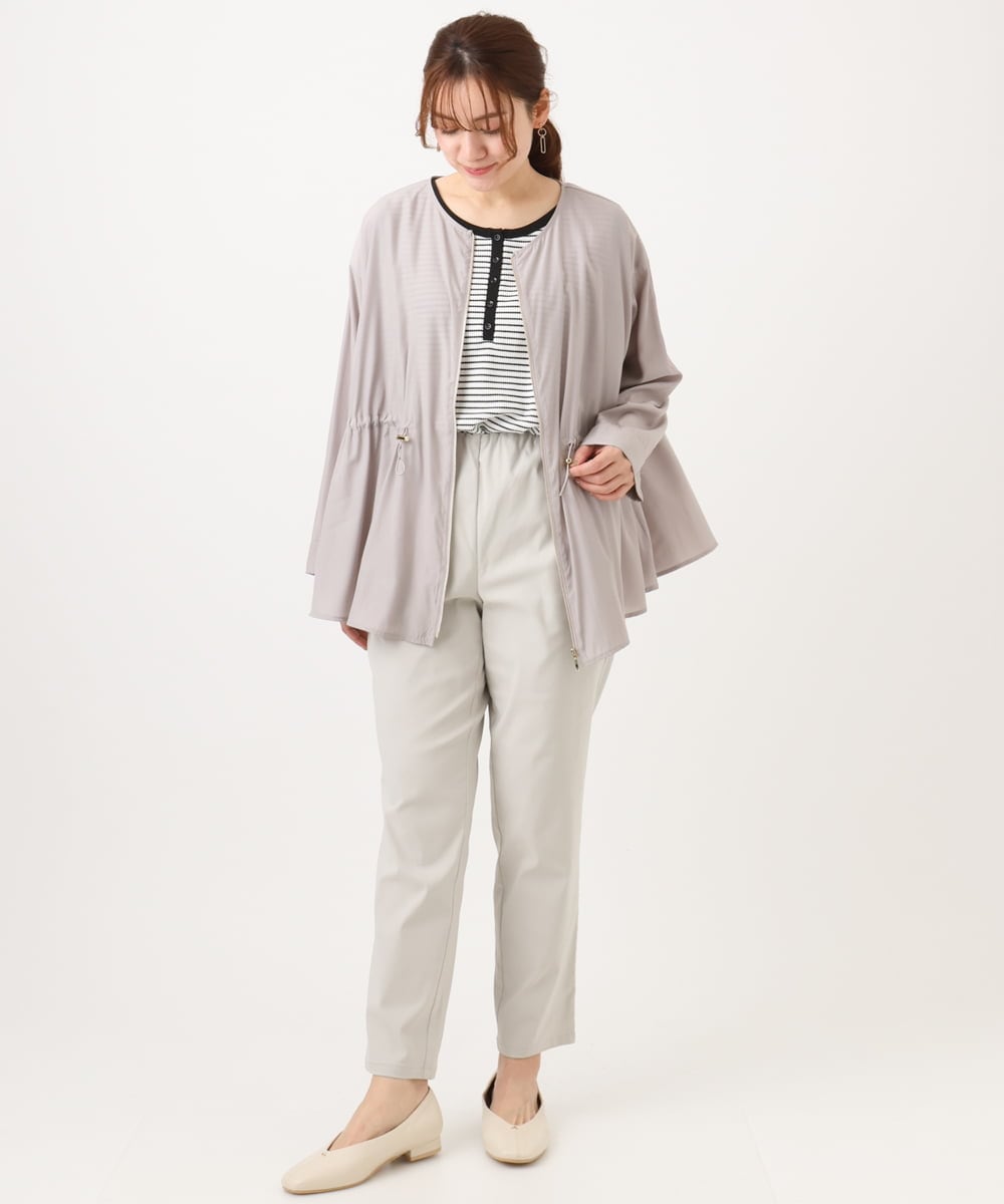 OLJDD06179 eur3(エウルキューブ) 【大きいサイズ】シア―ギャザーブルゾン グレージュ(89)