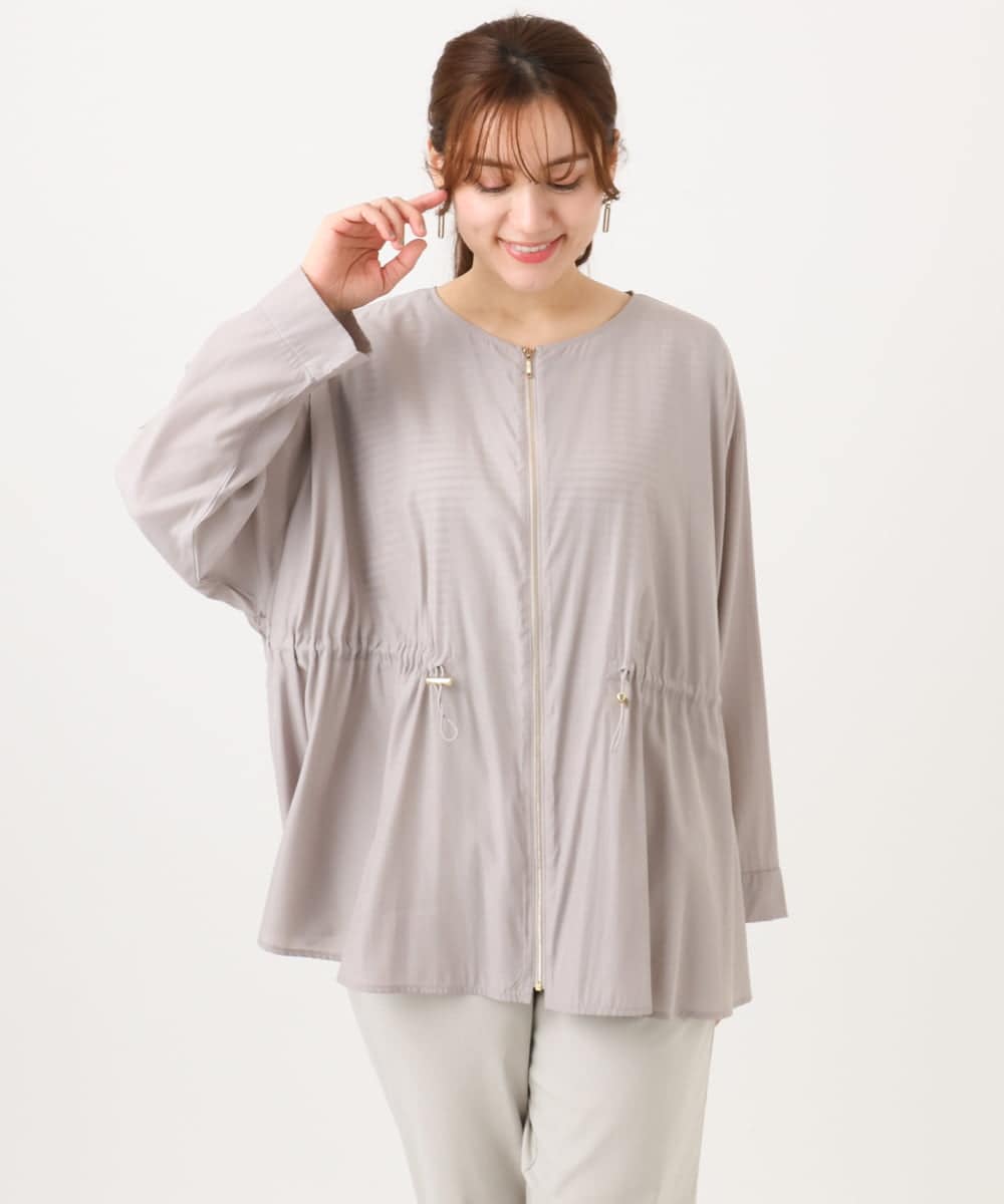 OLJDD06179 eur3(エウルキューブ) 【大きいサイズ】シア―ギャザーブルゾン グレージュ(89)