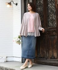 OLJDD06179 eur3(エウルキューブ) 【大きいサイズ】シア―ギャザーブルゾン グレージュ(89)