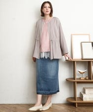OLJDD06179 eur3(エウルキューブ) 【大きいサイズ】シア―ギャザーブルゾン グレージュ(89)