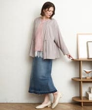 OLJDD06179 eur3(エウルキューブ) 【大きいサイズ】シア―ギャザーブルゾン グレージュ(89)
