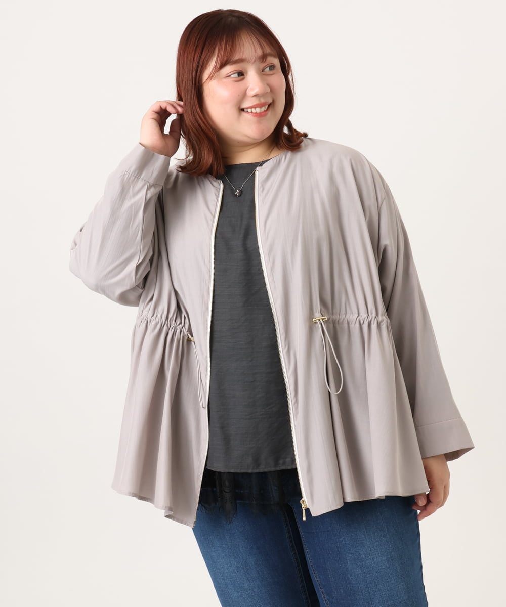 OLJDD06179 eur3(エウルキューブ) 【大きいサイズ】シア―ギャザーブルゾン グレージュ(89)
