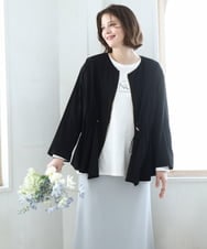 OLJDD06179 eur3(エウルキューブ) 【大きいサイズ】シア―ギャザーブルゾン ブラック(94)