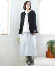 OLJDD06179 eur3(エウルキューブ) 【大きいサイズ】シア―ギャザーブルゾン ブラック(94)