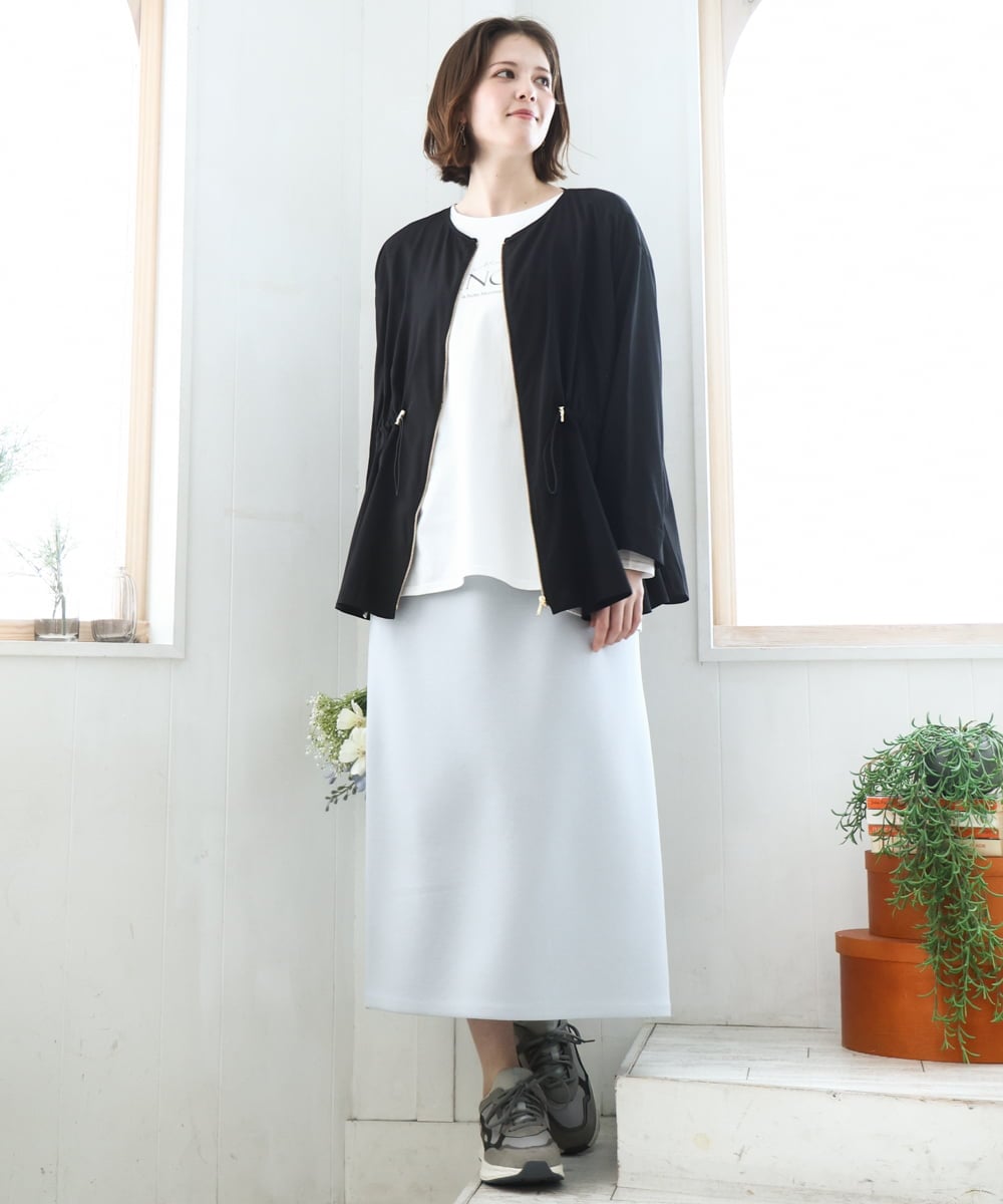 OLJDD06179 eur3(エウルキューブ) 【大きいサイズ】シア―ギャザーブルゾン ブラック(94)