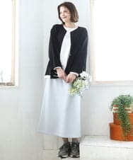 OLJDD06179 eur3(エウルキューブ) 【大きいサイズ】シア―ギャザーブルゾン ブラック(94)