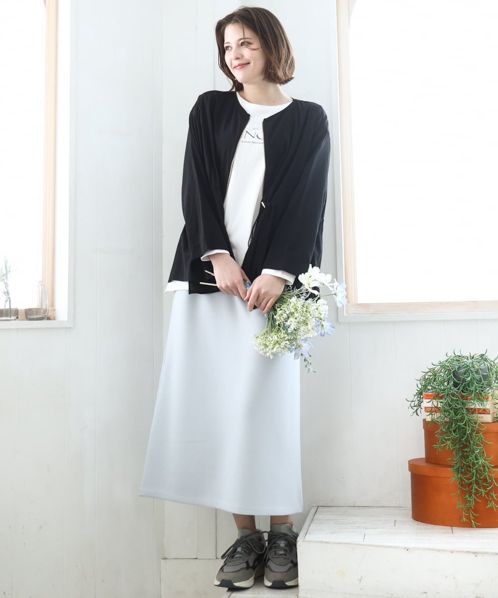 OLJDD06179 eur3(エウルキューブ) 【大きいサイズ】シア―ギャザーブルゾン ブラック(94)