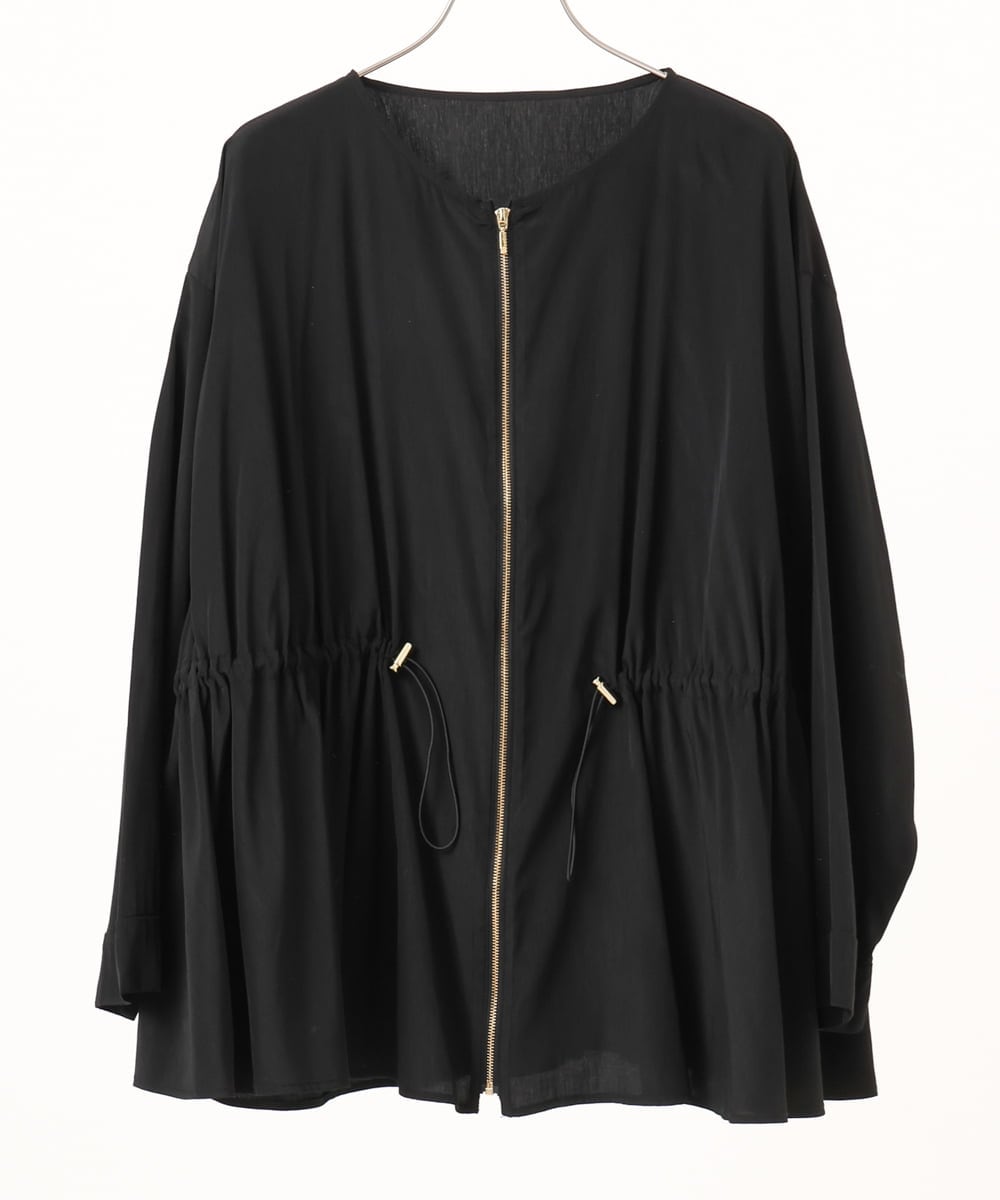 OLJDD06179 eur3(エウルキューブ) 【大きいサイズ】シア―ギャザーブルゾン ブラック(94)