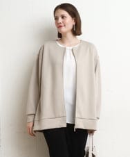 OLJDD09099 eur3(エウルキューブ) 【大きいサイズ】ジップアップブルゾン グレージュ
