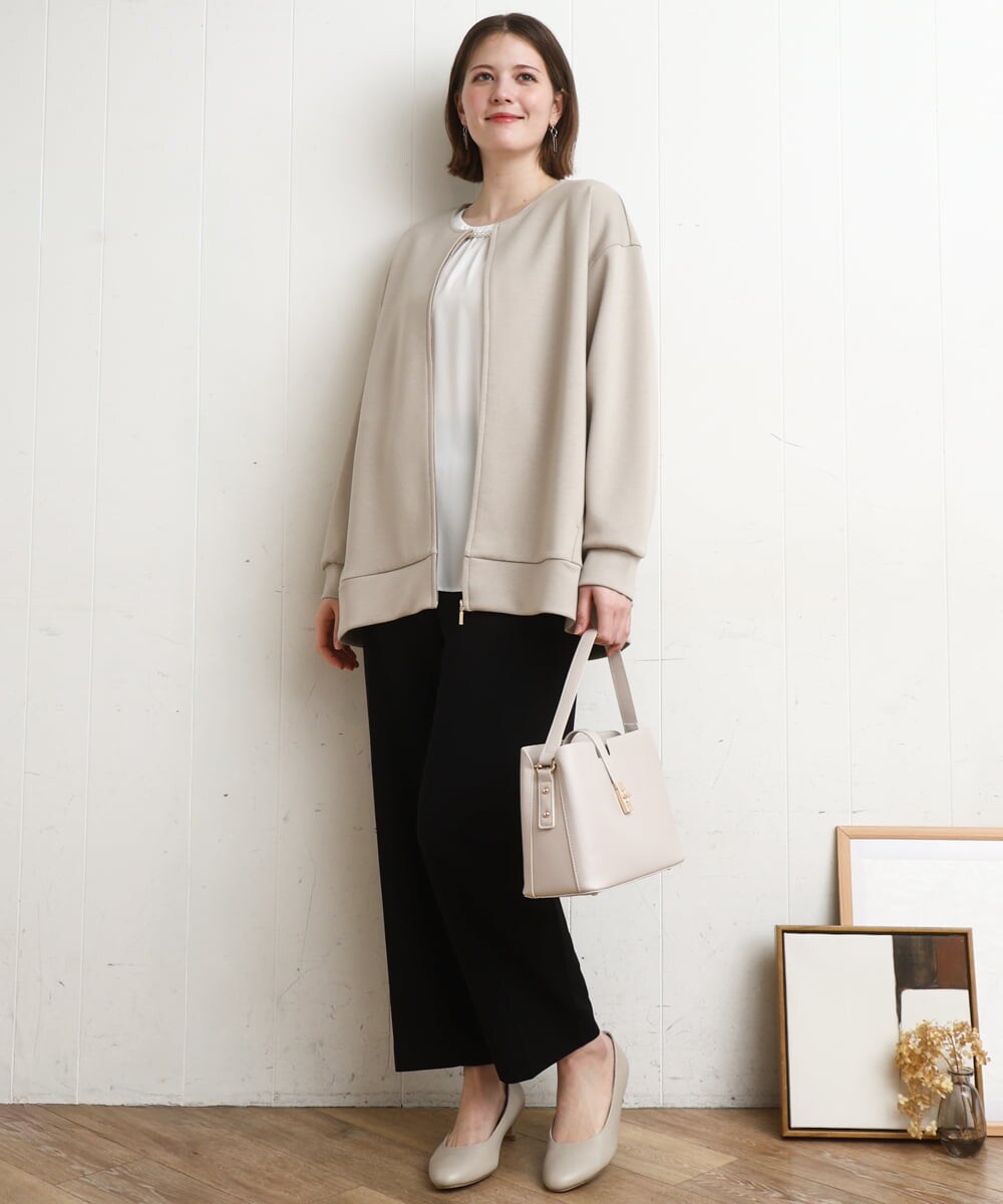 OLJDD09099 eur3(エウルキューブ) 【大きいサイズ】ジップアップブルゾン グレージュ
