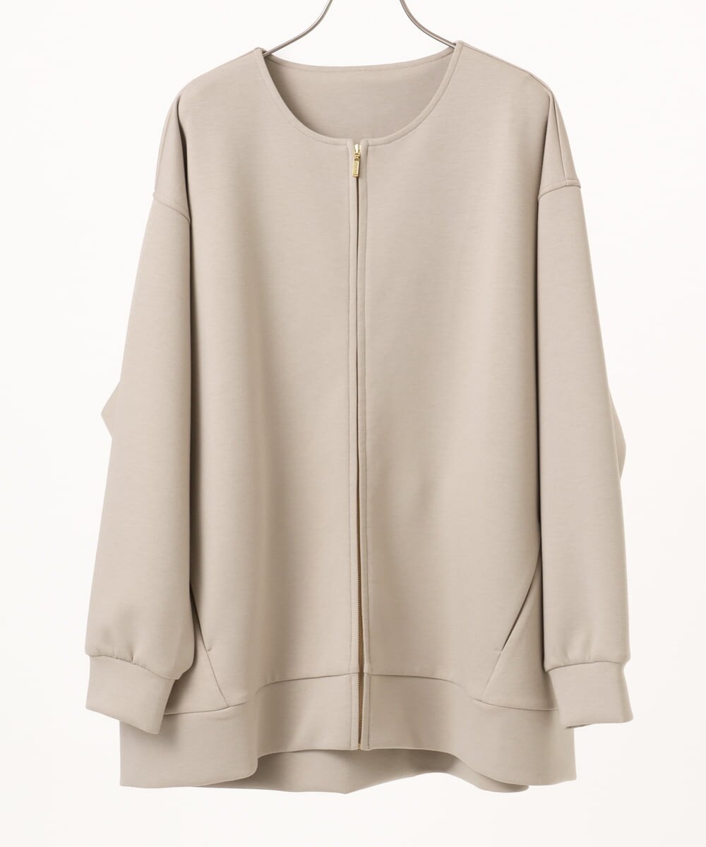 OLJDD09099 eur3(エウルキューブ) 【大きいサイズ】ジップアップブルゾン グレージュ