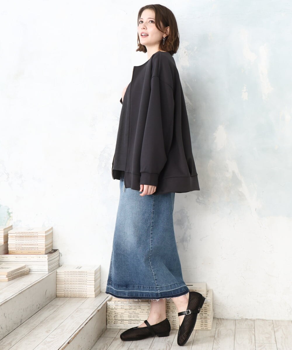 OLJDD09099 eur3(エウルキューブ) 【大きいサイズ】ジップアップブルゾン ダークグレー