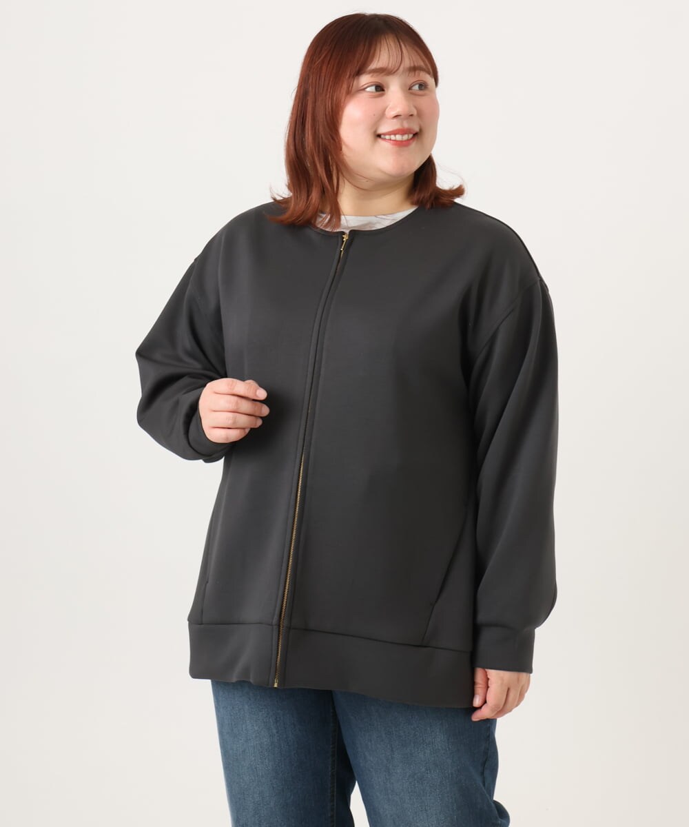 OLJDD09099 eur3(エウルキューブ) 【大きいサイズ】ジップアップブルゾン ダークグレー
