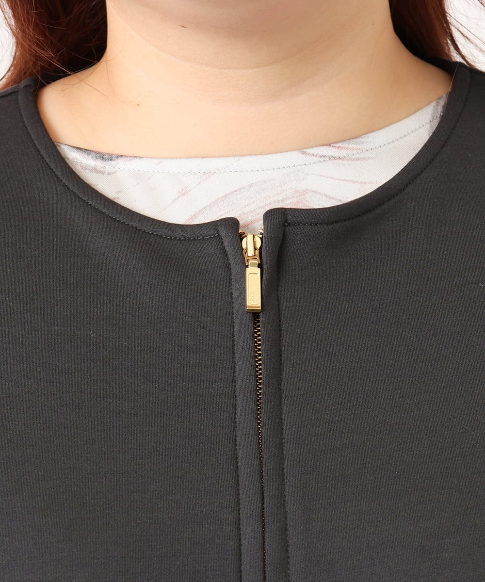 OLJDD09099 eur3(エウルキューブ) 【大きいサイズ】ジップアップブルゾン ダークグレー