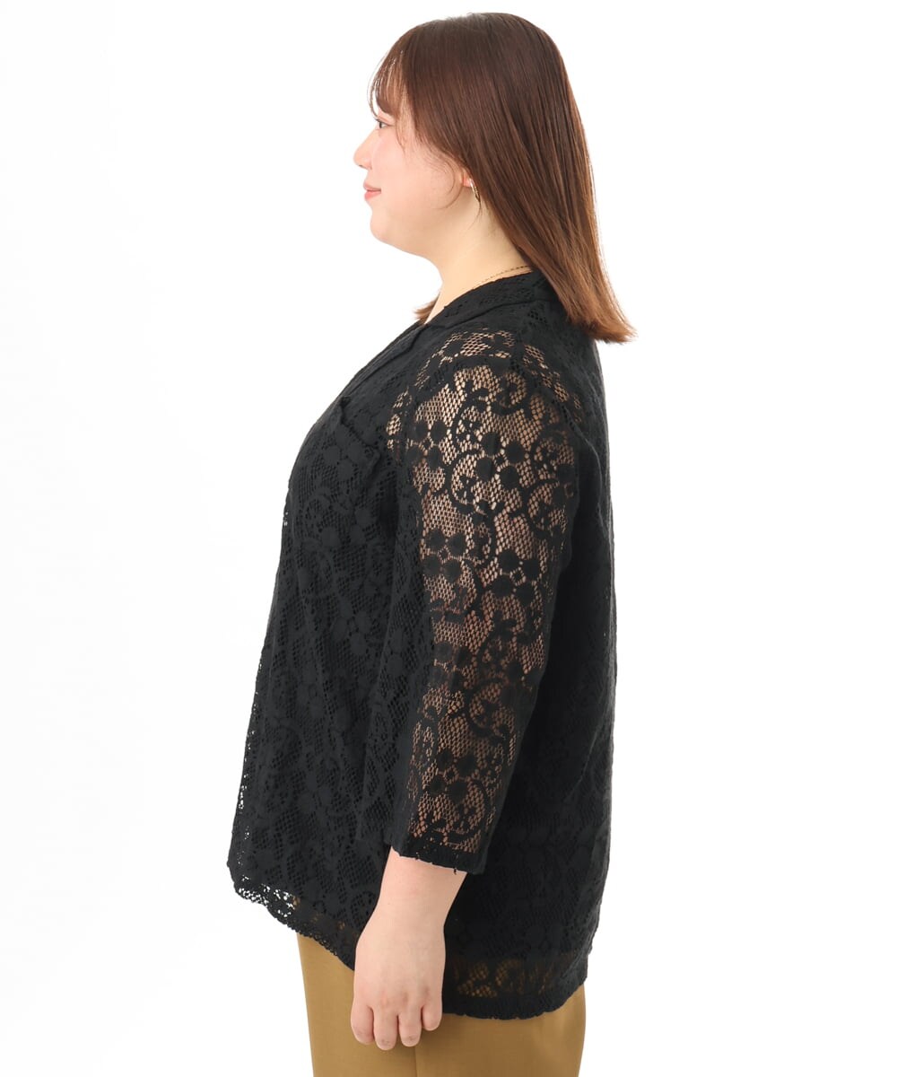 OLJFD01099 eur3(エウルキューブ) 【大きいサイズ】レースジャケット ブラック