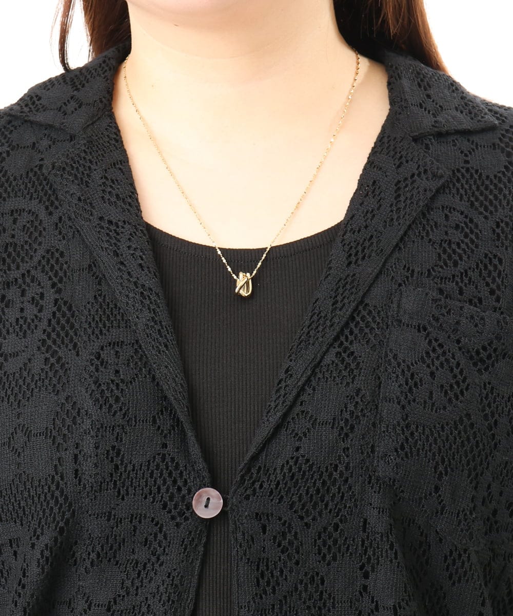 OLJFD01099 eur3(エウルキューブ) 【大きいサイズ】レースジャケット ブラック