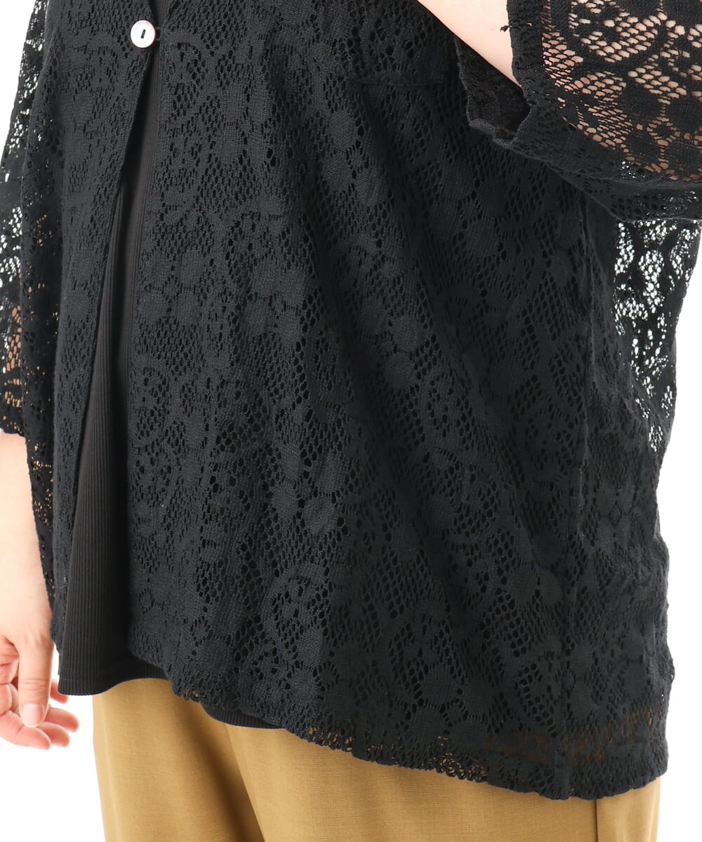 OLJFD01099 eur3(エウルキューブ) 【大きいサイズ】レースジャケット ブラック