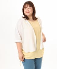 OLJGD12119 eur3(エウルキューブ) 【大きいサイズ】メッシュフーディ―ジャケット ホワイト