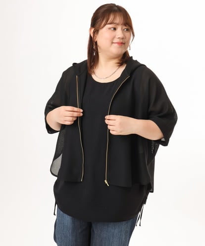 OLJGD12119 eur3 【大きいサイズ】メッシュフーディ―ジャケット