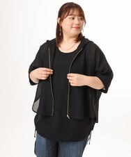 OLJGD12119 eur3(エウルキューブ) 【大きいサイズ】メッシュフーディ―ジャケット ブラック