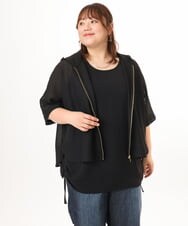 OLJGD12119 eur3(エウルキューブ) 【大きいサイズ】メッシュフーディ―ジャケット ブラック
