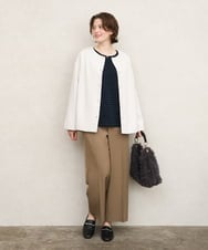 OLJKD02149 eur3(エウルキューブ) 【大きいサイズ】ノーカラーキルトコンビジャケット グレージュ