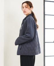 OLJKD02149 eur3(エウルキューブ) 【大きいサイズ】ノーカラーキルトコンビジャケット ダークグレー