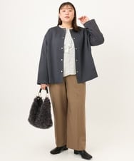 OLJKD02149 eur3(エウルキューブ) 【大きいサイズ】ノーカラーキルトコンビジャケット ダークグレー